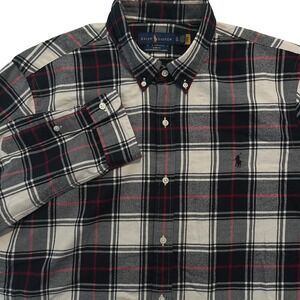Ralph Lauren Men's Performance Flannel Slim Fit XL Black Red Cream‎ Long Sleeve